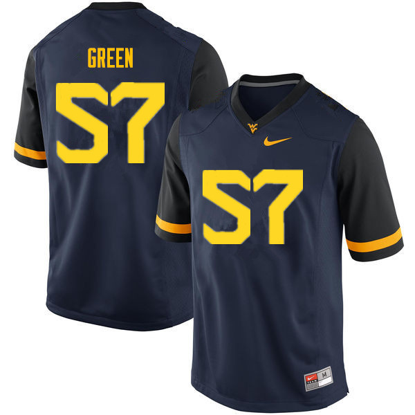 NCAA Men's Nate Green West Virginia Mountaineers Navy #57 Nike Stitched Football College Authentic Jersey IN23W82KM